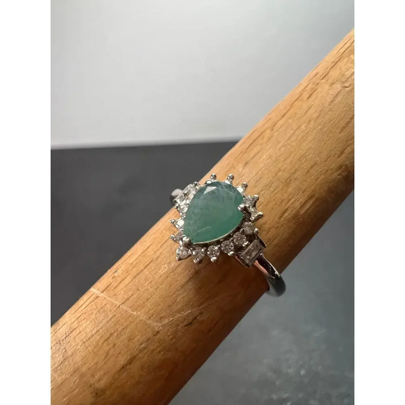 Grandidierite halo ring in platinum over sterling silver size 5 - Picture 6 of 11